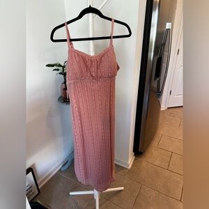 Pink Lace Slip Dress Women’s M/L or Junior L/XL Romantic Boho Midi Dress